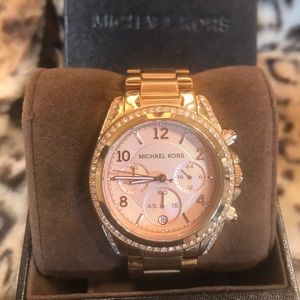 Michael Kors Rose Gold Watch with Pave crystals
